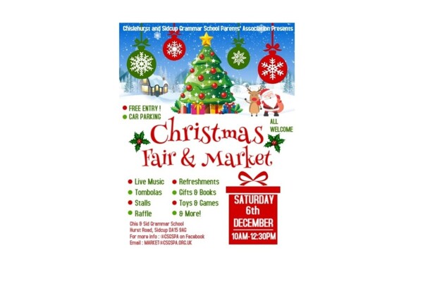 Join us for Chis and Sid's Christmas Market on 6th December!