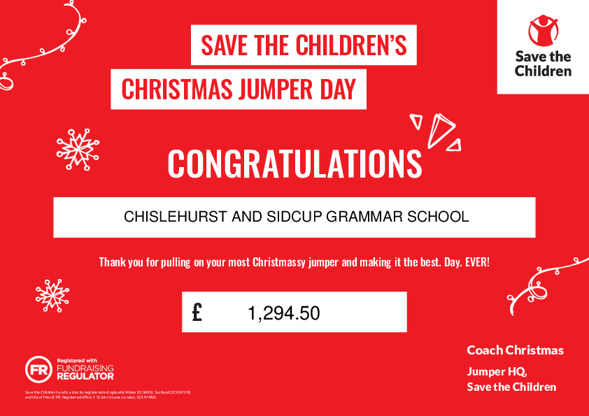 Save the Children's Christmas Jumper Day 2024 certificate